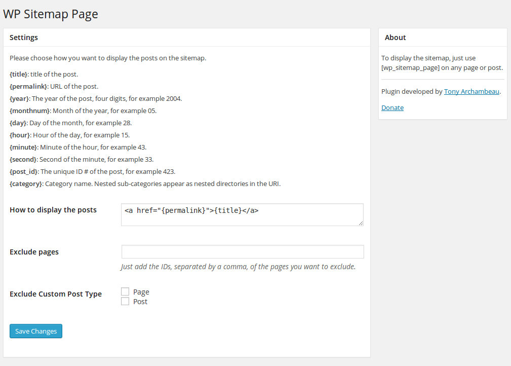 WP Sitemap Page